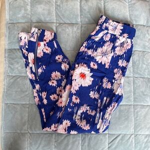 Lily White Boho Floral Blue and Pink Pants